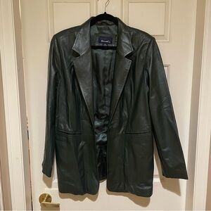 Dark Green Leather Blazer
